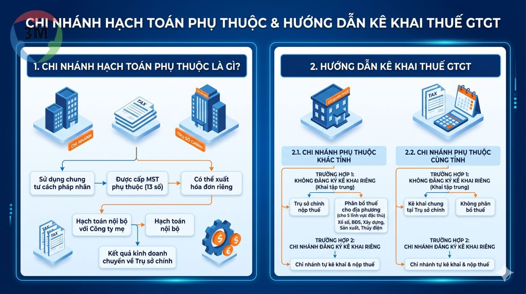 Chi nhánh hạch toán phụ thuộc là gì? Hướng dẫn kê khai thuế GTGT