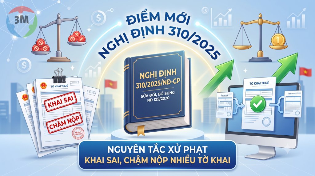 Điểm mới Nghị định 310/2025/NĐ-CP: Nguyên tắc xử phạt khi khai sai, chậm nộp nhiều tờ khai thuế